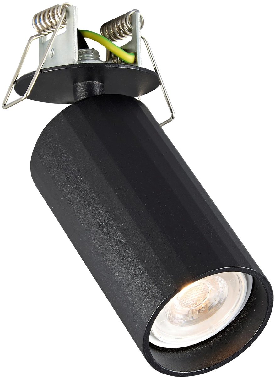 Oryx inbouwspot in zwart aluminium, kantelbaar, MR11-fitting met veerklemmen, lichtbron niet inbegrepen