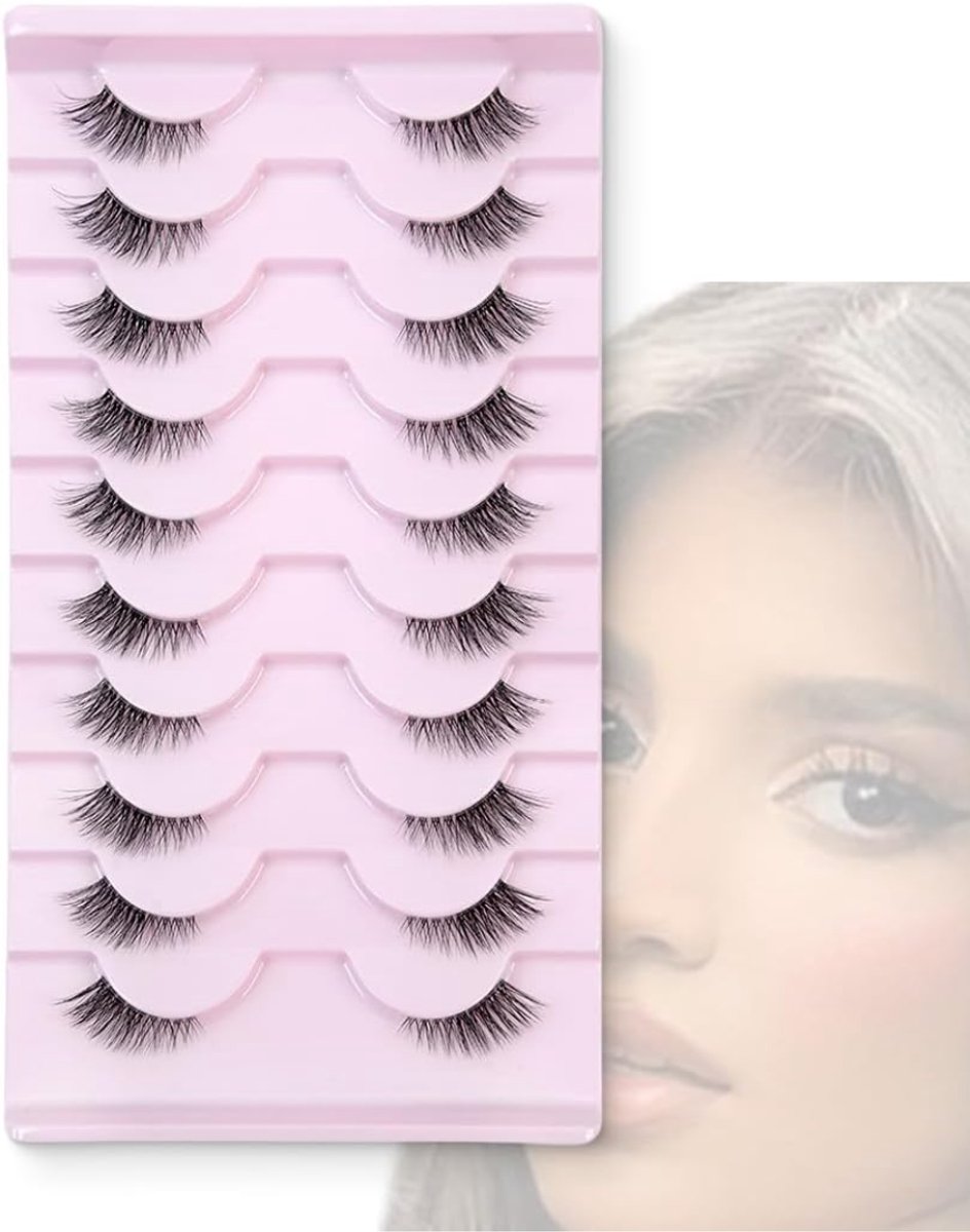 Zavio® Halve Valse Wimpers - Natuurlijke Kunstwimpers - Dagelijkse Make-up