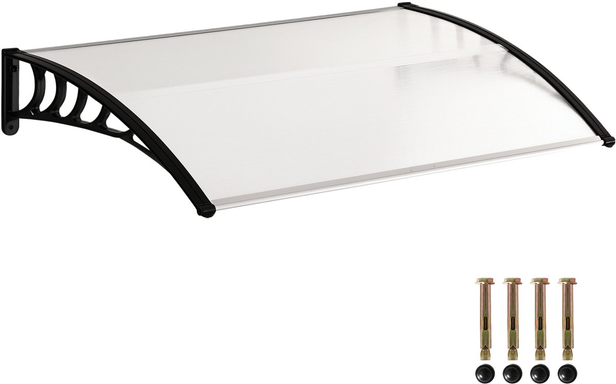 Zonwering voor de voordeur – van polycarbonaatprofielen – regen- en UV-bestendig – 90 x 122 cm – transparant model