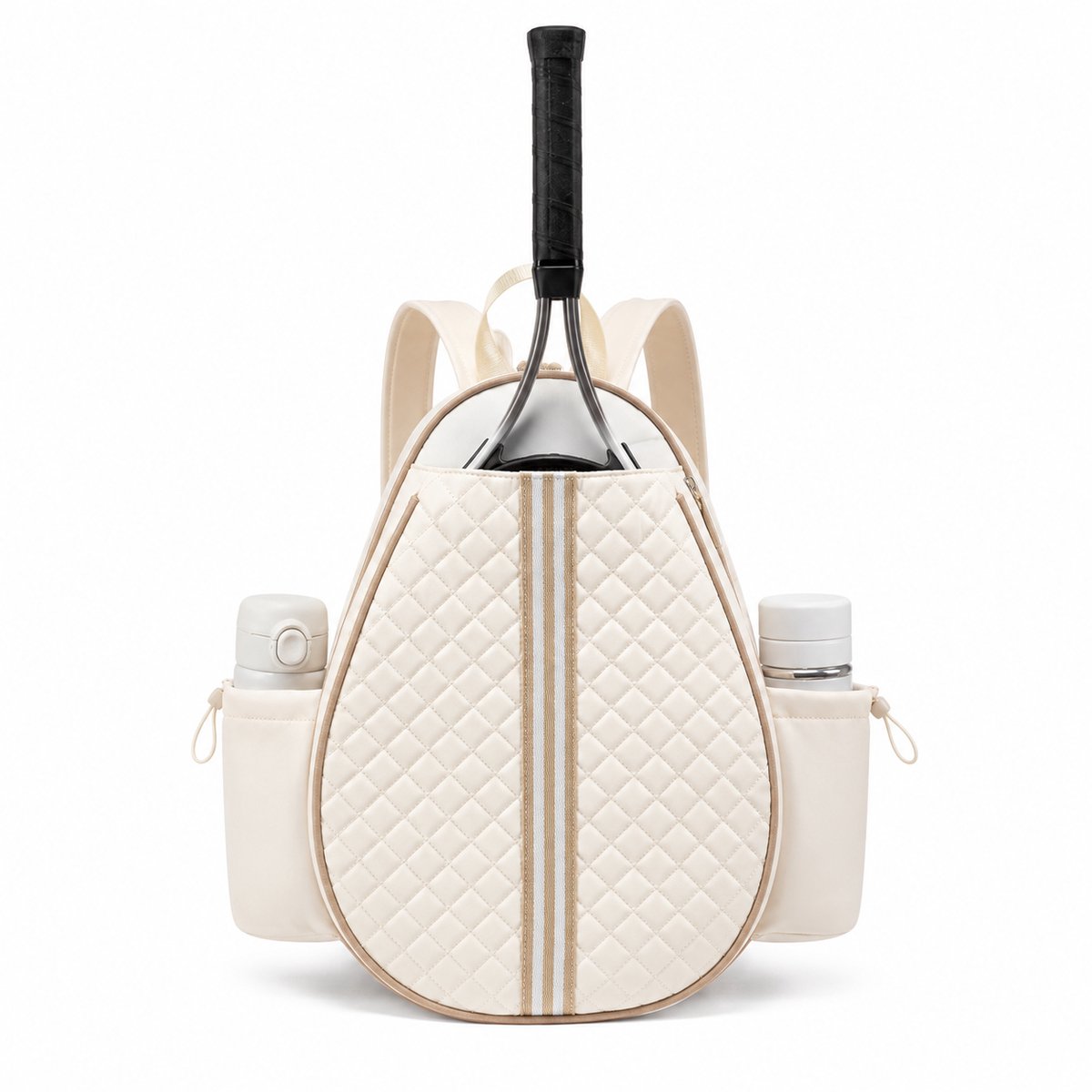 Gloovon® Tennisrugzak & Padeltas Dames - Racketvak & Nat Vak - Waterafstotend Polyester - Voor Rackets tot 27 Inch - Beige