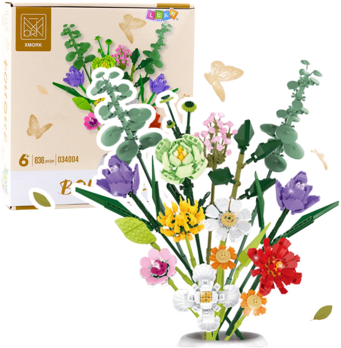 Bouwblokken Decoratief Boeket Van Kleurrijke Bloemen 836 St.