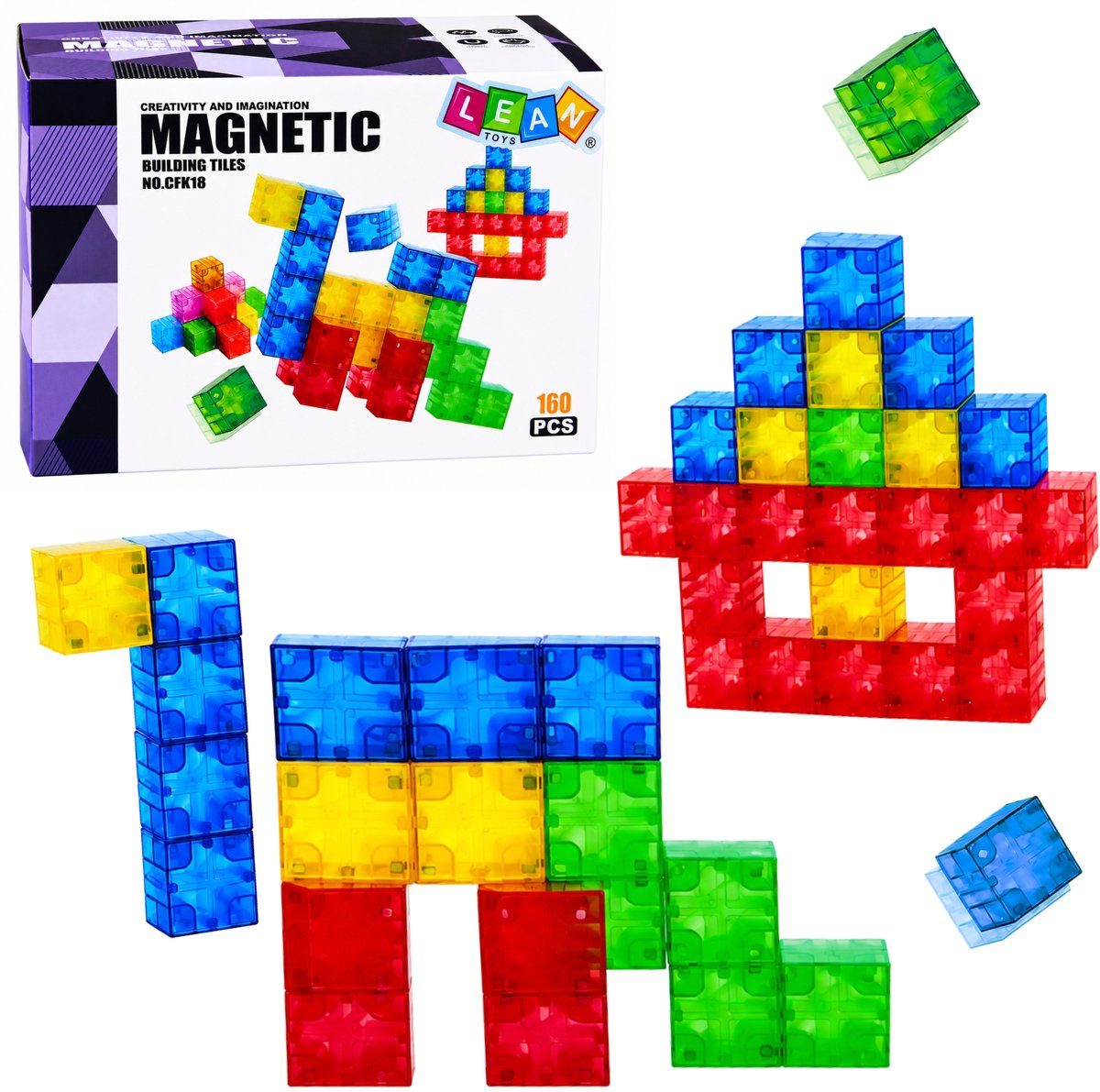 Magnetische constructieblokken kubussen kleurrijke 3D-kubussen 160 stuks.