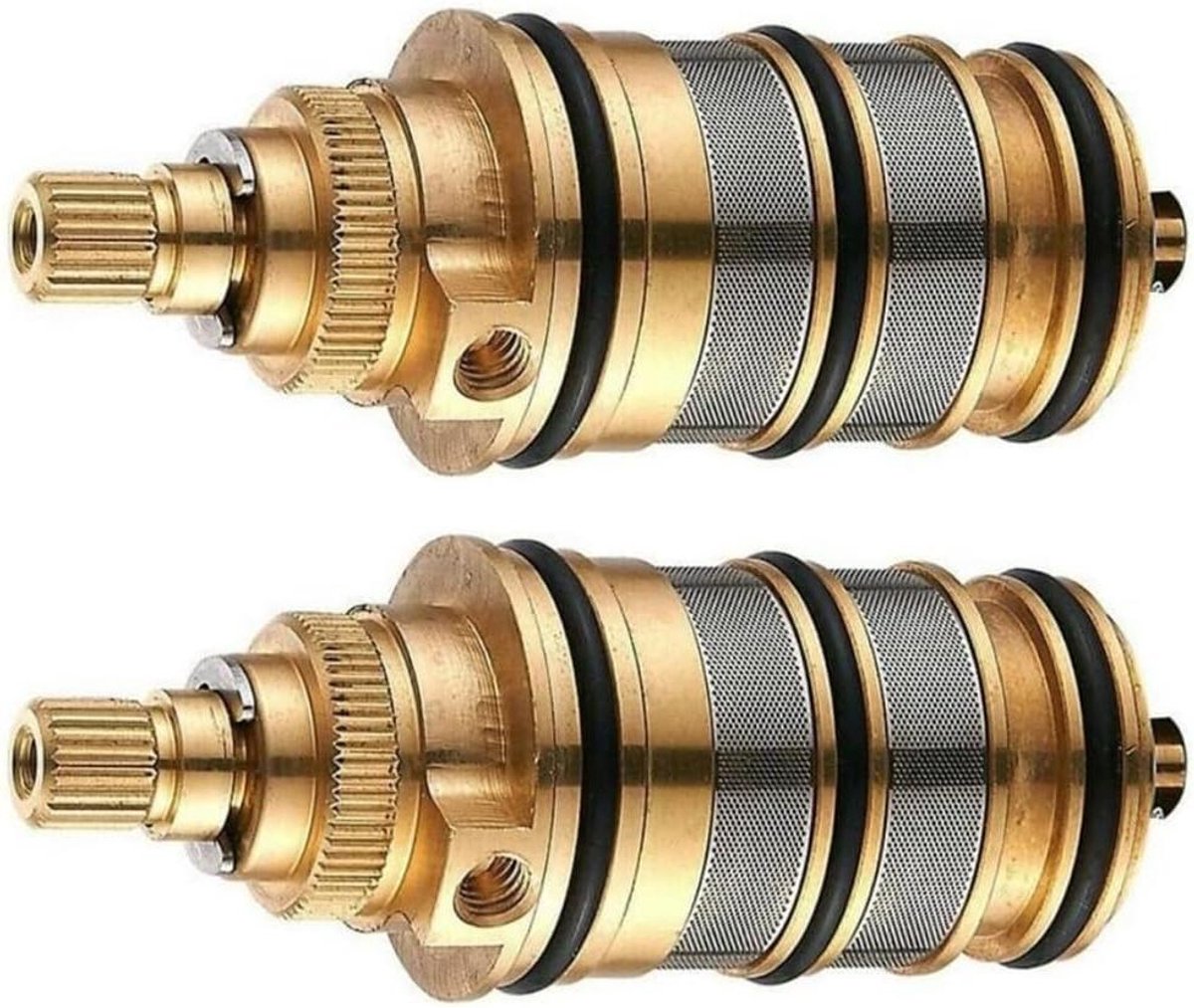 Thermostaat Douchepatroon - Messing Kraan Cartouche - Douche Temperatuur Regelen - Veiligheidsknop 38°C - 2 stuks - Messing