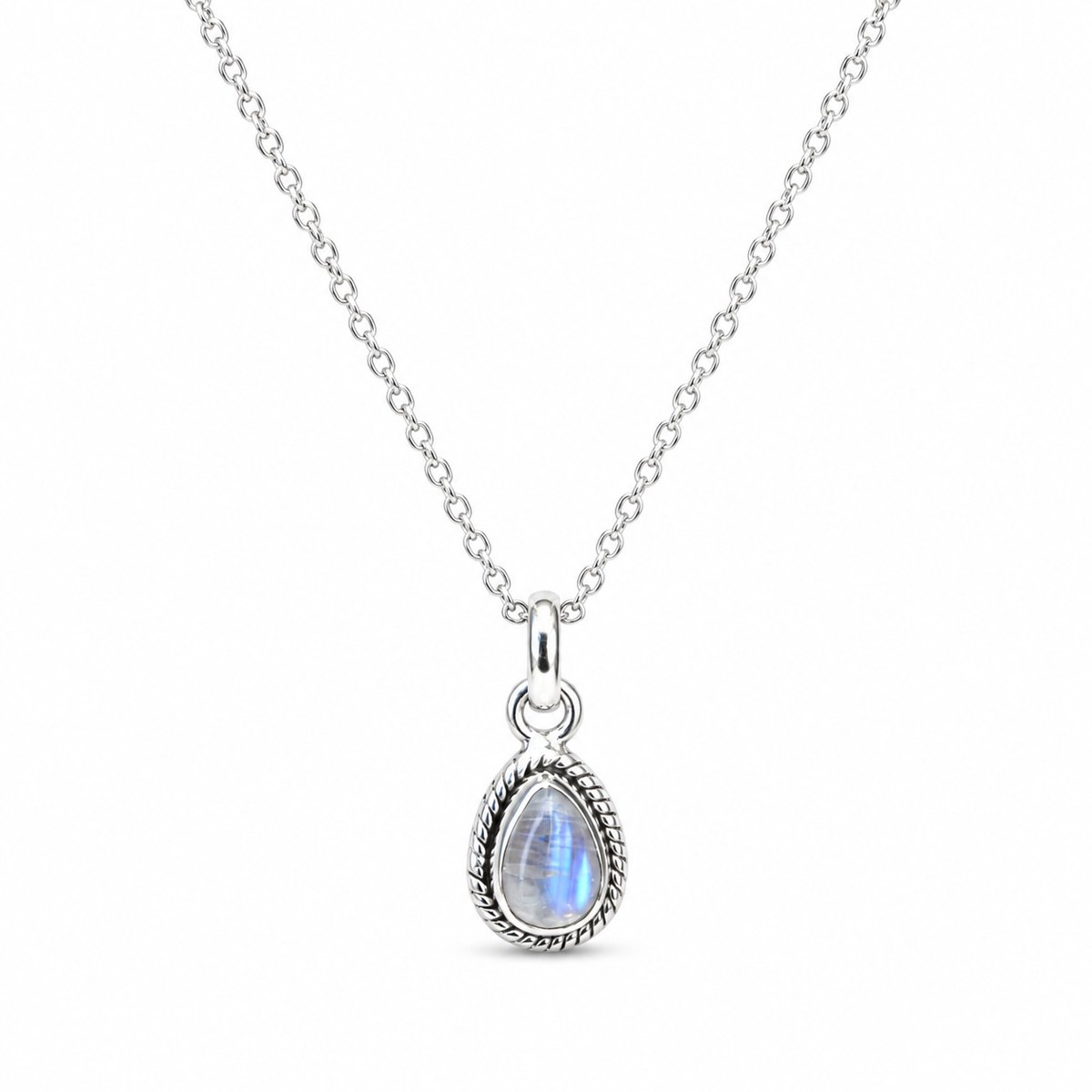 House of Jewels - Maansteen Druppel Ketting 42cm - 925 Zilver