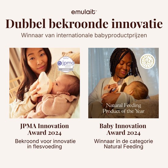 Emulait Classic Glazen Babyfles - Kleur: Medium - Maat: 4 - 240 ml - borstvormig - natuurlijk voeden - anti-koliek - bpa-vrij van Emulait — afbeelding 4