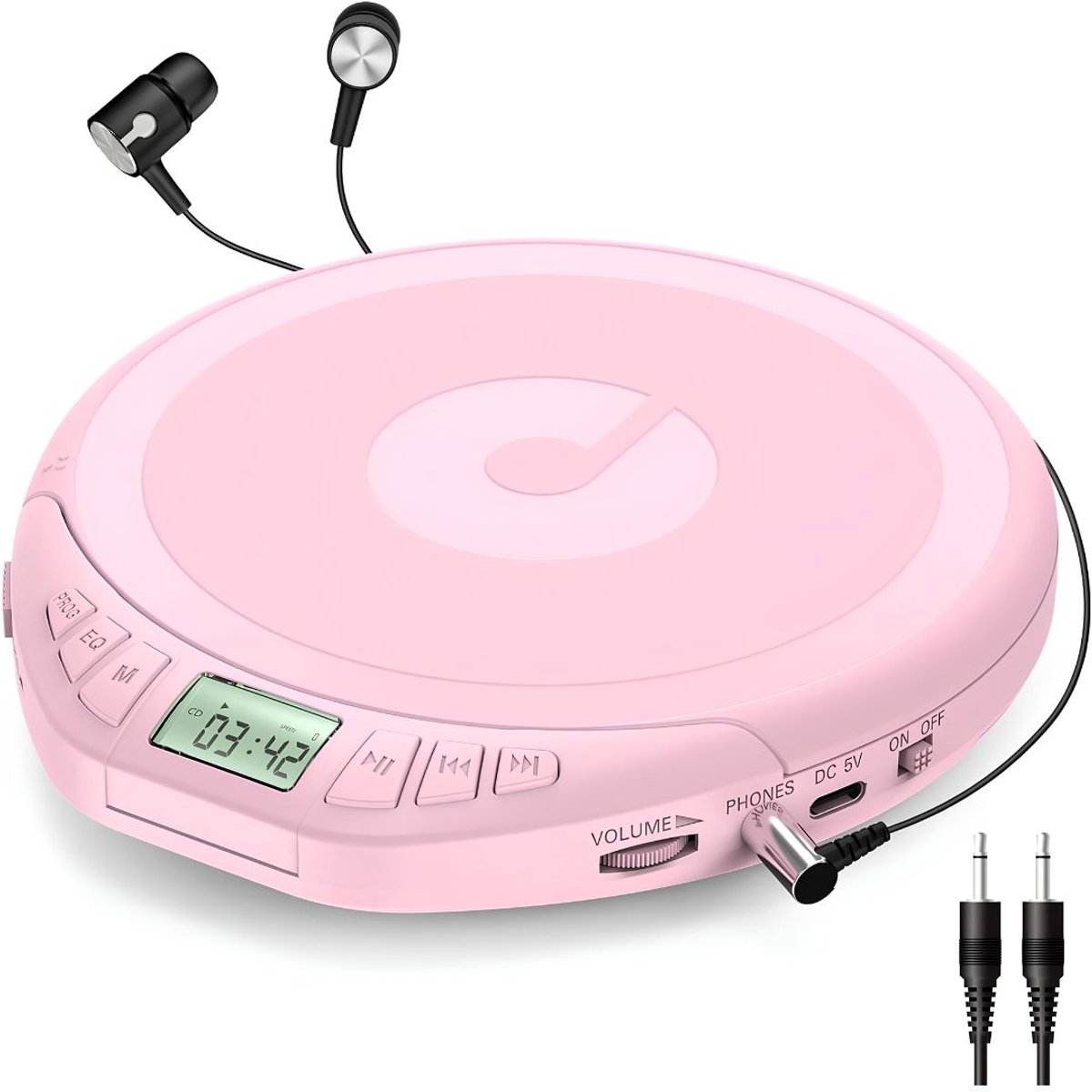 NIVA® CD Speler Draagbare - CD Speler - Draagbare Bluetooth CD Speler - Roze - 24cm x 18cm x 6cm