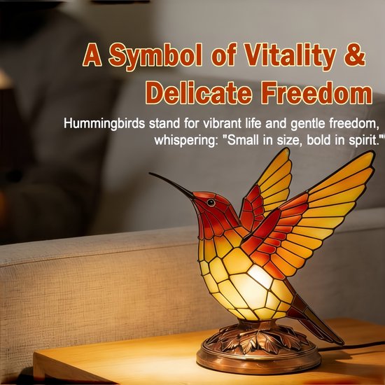 1 stuk - kolibri tafellamp - vogel nachtlampje - decoratieve tafellamp - LED-lampen van hars- voeding via USB - woonkamer decor, slaapkamer nachtlamp, woonaccessoire, cadeau - rood geel — afbeelding 3