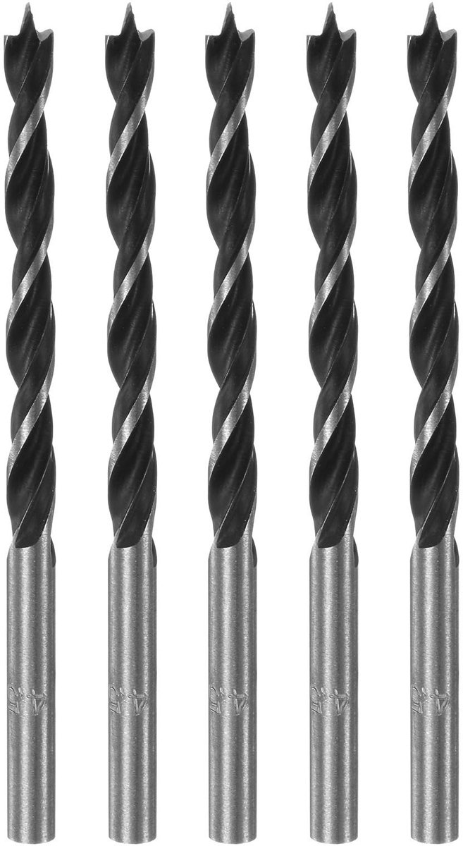 Solidchoice - Set van 5 Brad Point Boren 4,5 mm voor Hout en Kunststof