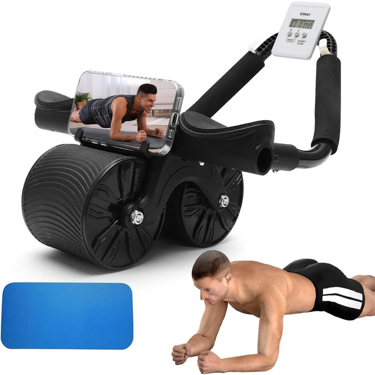 Solidchoice - Abdominal Trainer met Automatische Terugslag en Telefoonhouder