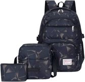 Rugzak - Set van 3 - Schooltas 46*33*20cm - Schoudertas 20*5*22cm - Etui 18*2*12cm - Rugzak voor basisschool - Geschikt voor tieners, meisjes, jongens, tieners - Lichtgewicht schoolrugzak - Reisrugzak voor laptop - Casual rugzak
