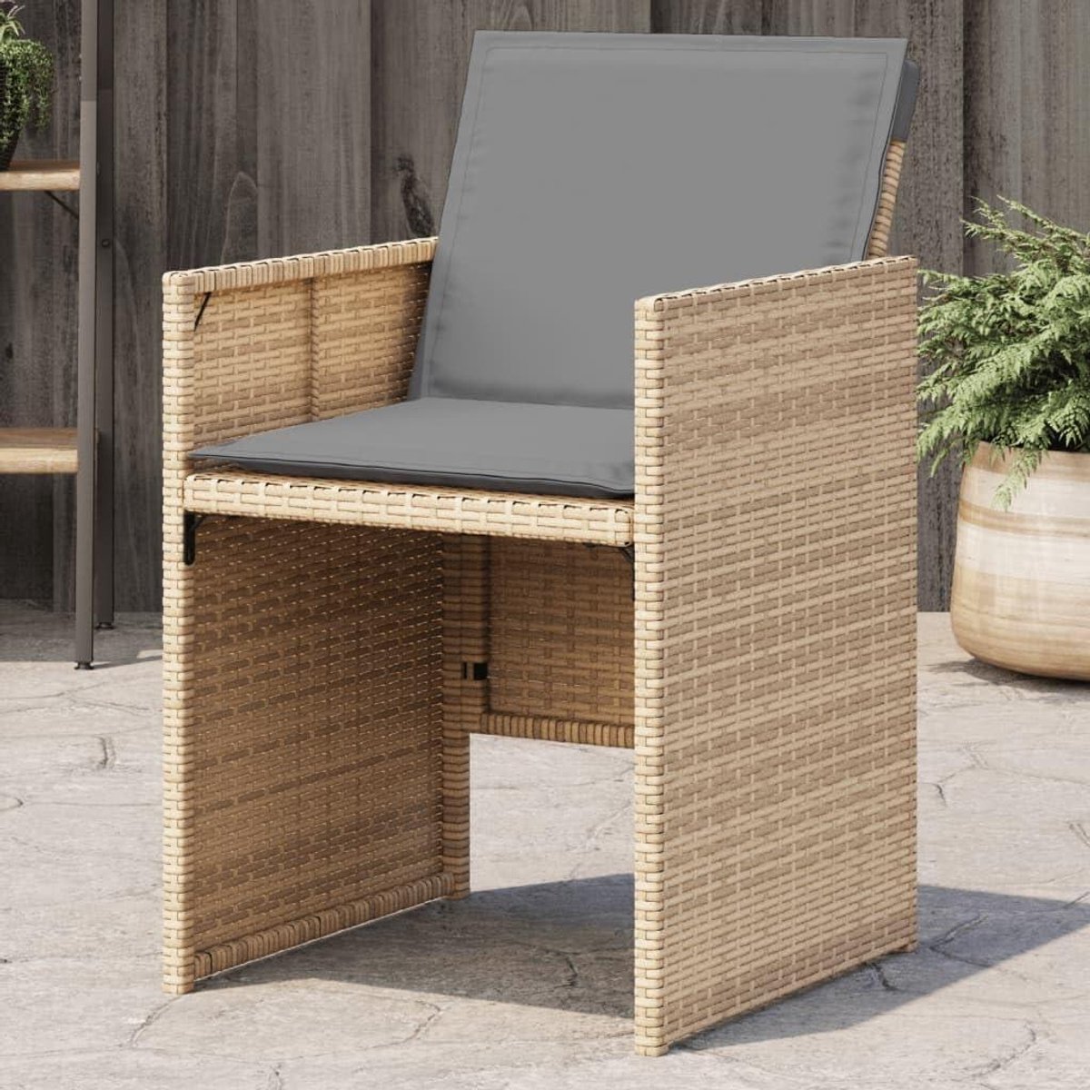 Tuinstoelen met kussens - Balkonstoelen terrasstoelen - Buiten ontspannen - Onderhoudsvriendelijk polyrotan - Set van 4 - Beige mix