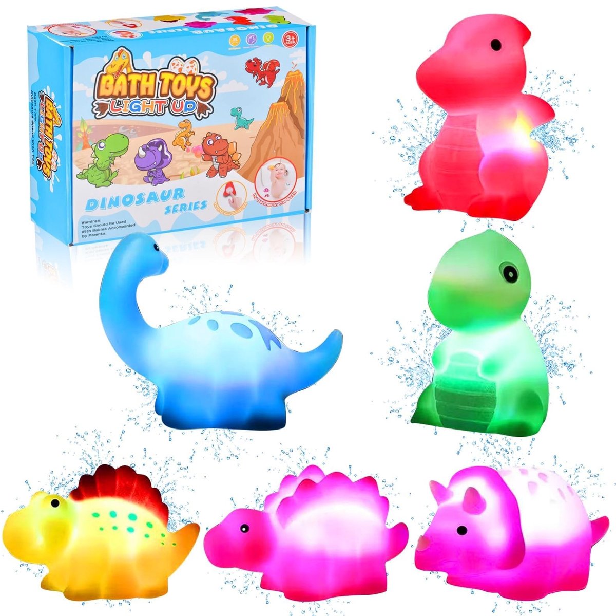 Solidchoice - 6 Stuks LED-Dinosaurus Drijvend Badspeelgoed voor Kinderen