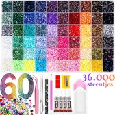 Premium Bedazzle Kit - 60 Kleuren - 36.000 Steentjes - Incl. Accessoires - 4x 10ml Lijm - Complete Set - Plaksteentjes - Strass Steentjes