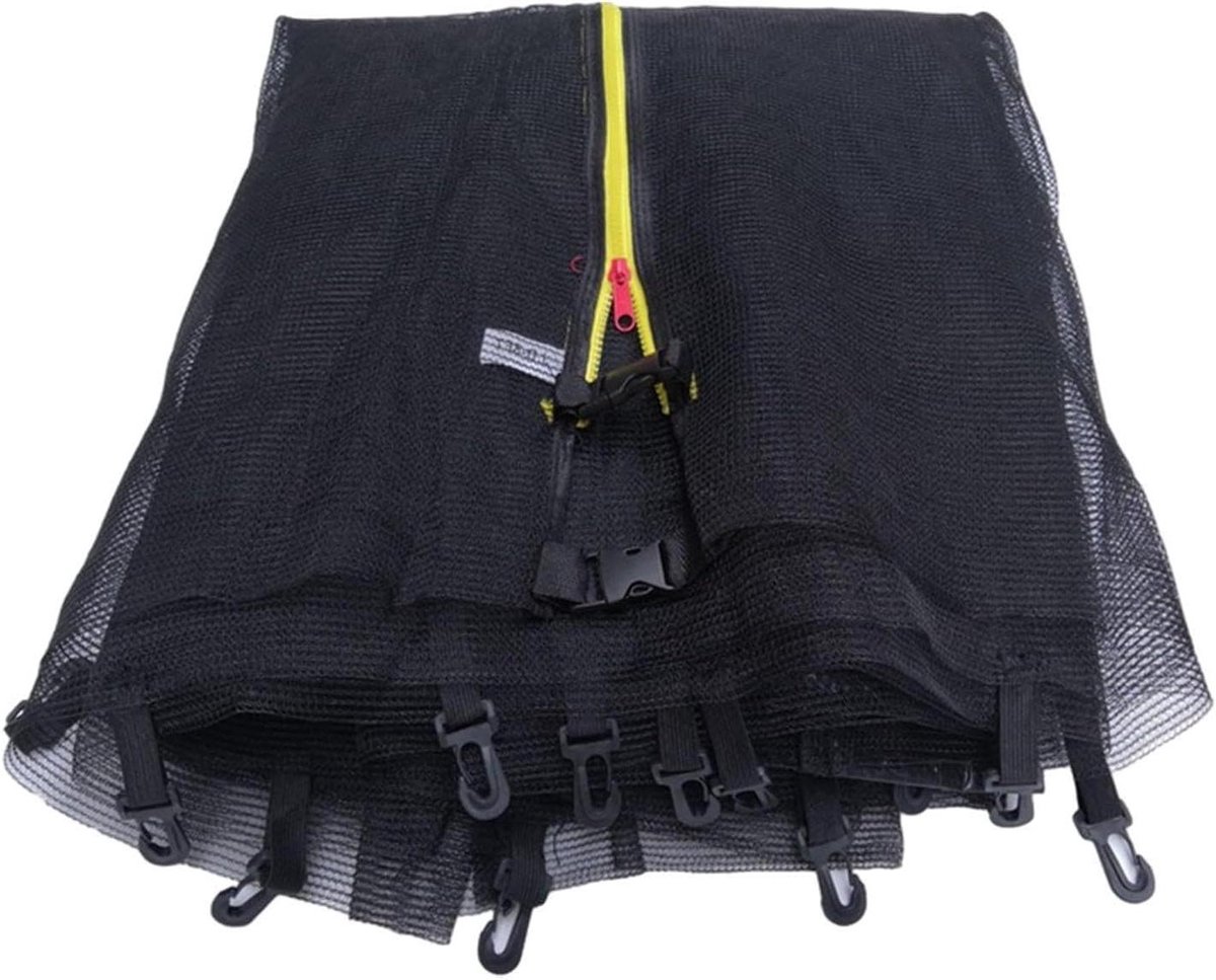 Trampoline Veiligheidsnet - Beschermnet Randnet - Veilig Springen - Met Rits Gespen - 6 Palen - Zwart