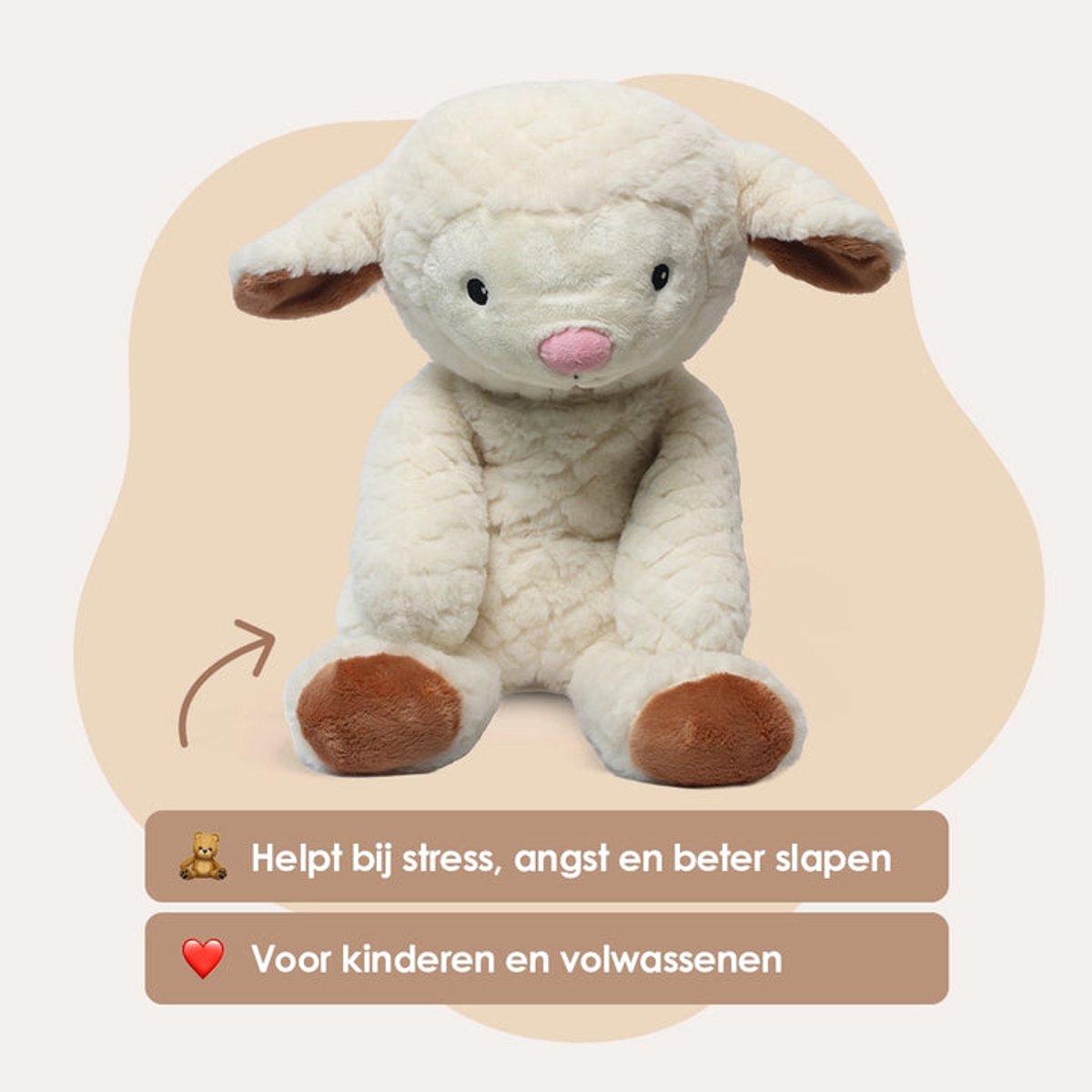 Lotgenootje Verzwaringsknuffel Schaap + Mini Schaap - Verzwaarde Knuffel - Weighted Stuffed Animal - Sensorisch Speelgoed - Zware Knuffel Anxiety - Plushie — afbeelding 7
