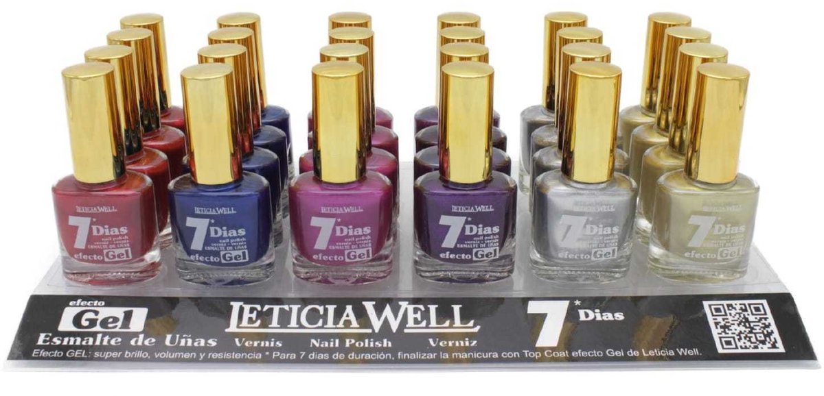 Leticia Well - Set met 6 Flesjes Metallic / Shimmer Nagellak - Rood / Blauw / Roze / Paars / Zilver / Goud - Inhoud per flesje 13 ml.