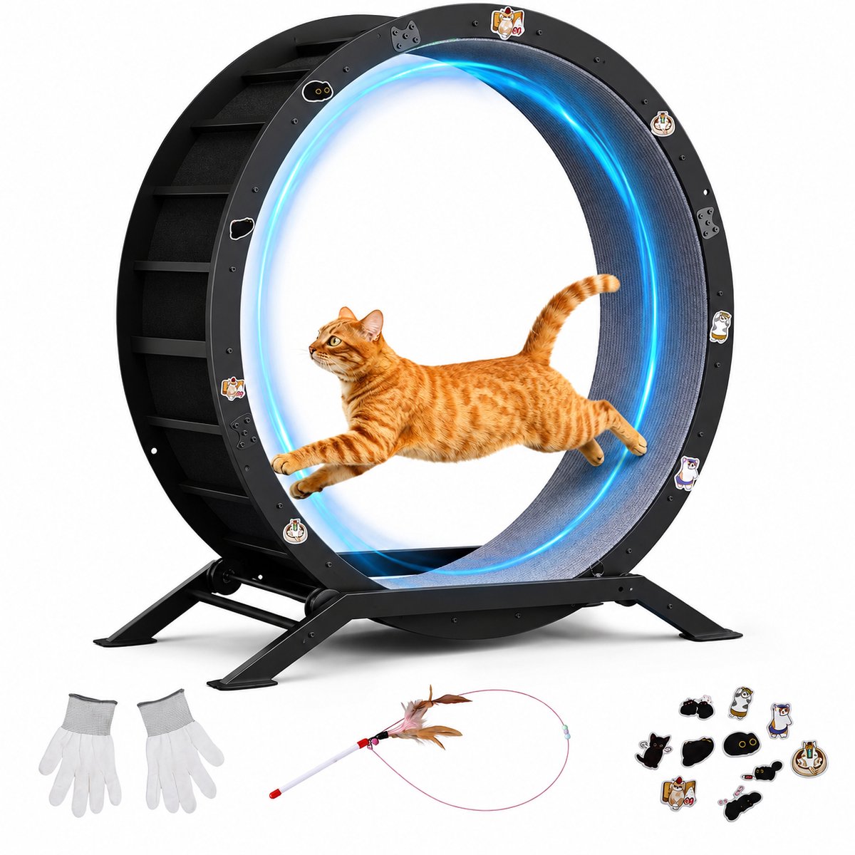DPLUNIQ Kattenspeelgoed - Loopband - Katten - Loopfiets - Ultra Stil - Krasbestendig - Max. 50kg - 100x46x103cm - Huis kat - Zwart