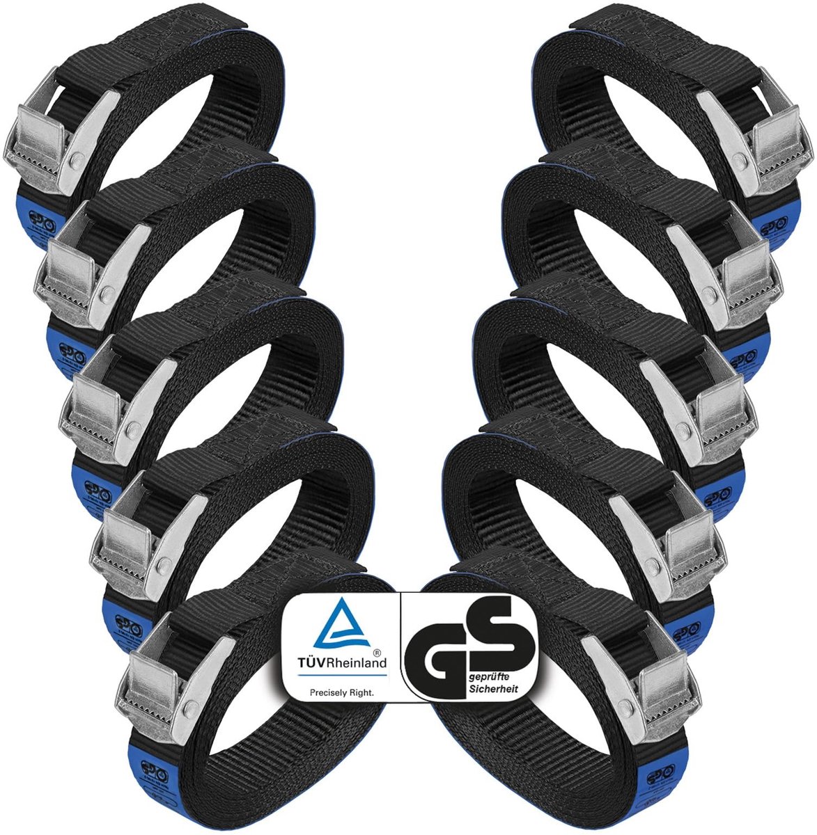 Solidchoice - Sjorband spanband met Klemgesp - Zwart, 10 Stuks