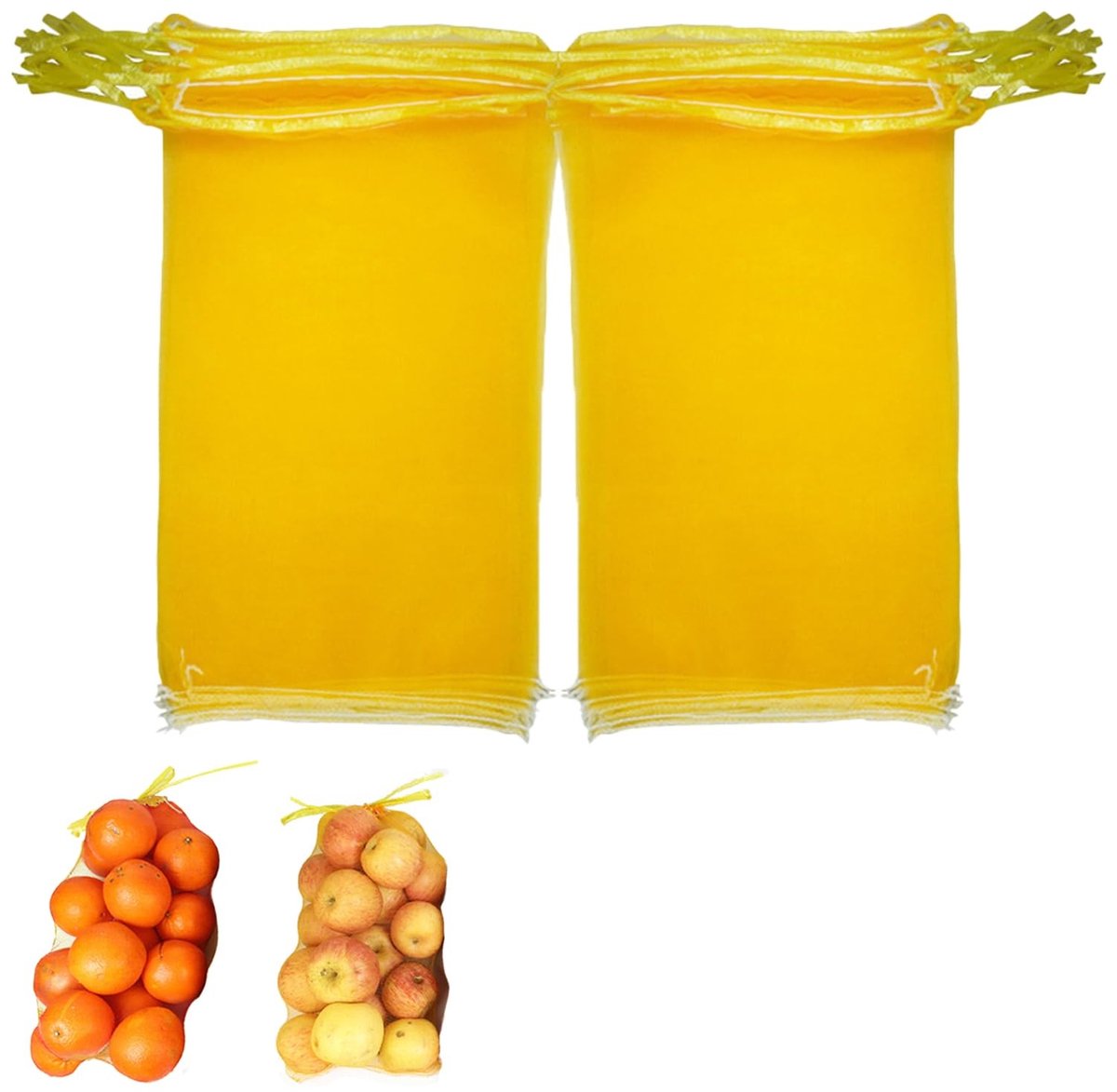 Fruitnetzakken - Herbruikbare Mesh Produce Bags - 50 Stuks Geel 26x50cm