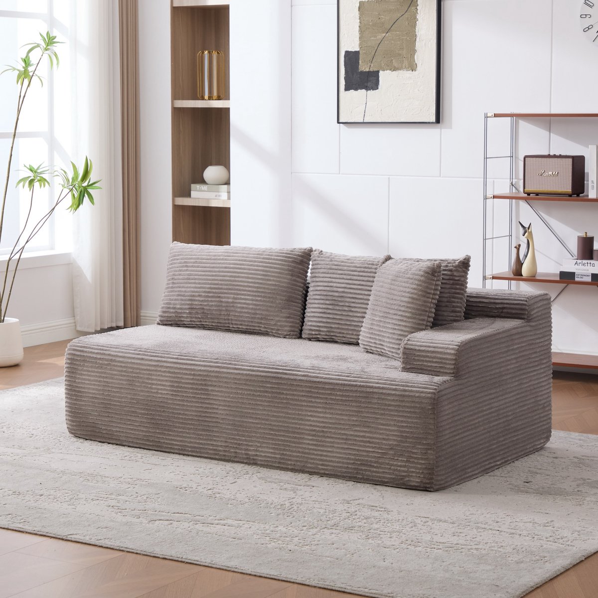 Modulaire 2-Zits Bank Chenille - Compressie Bank Met 30D Hoge Veerkracht Schuim - Zachte Cloud Sofa Zonder Montage - Comfortabele Lounge Bank Voor Woonkamer, Slaapkamer En Kantoor - Grijs