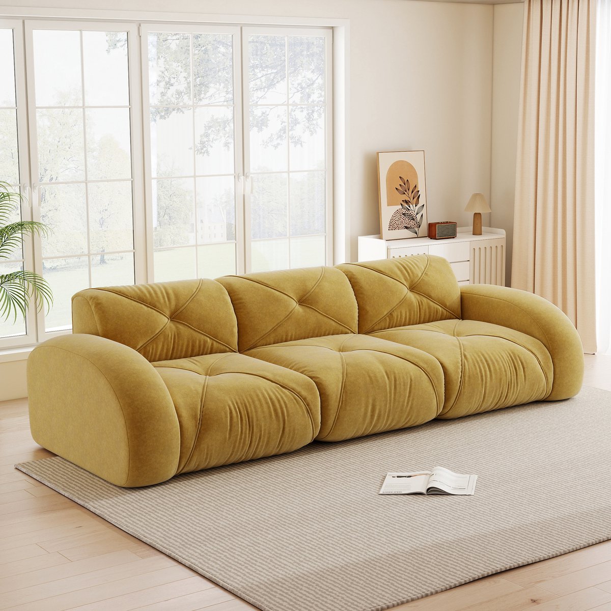 Comfortabel en Functioneel Dreisitzig Modulsofa voor Woonkamer - 281x95x76 cm, Geel