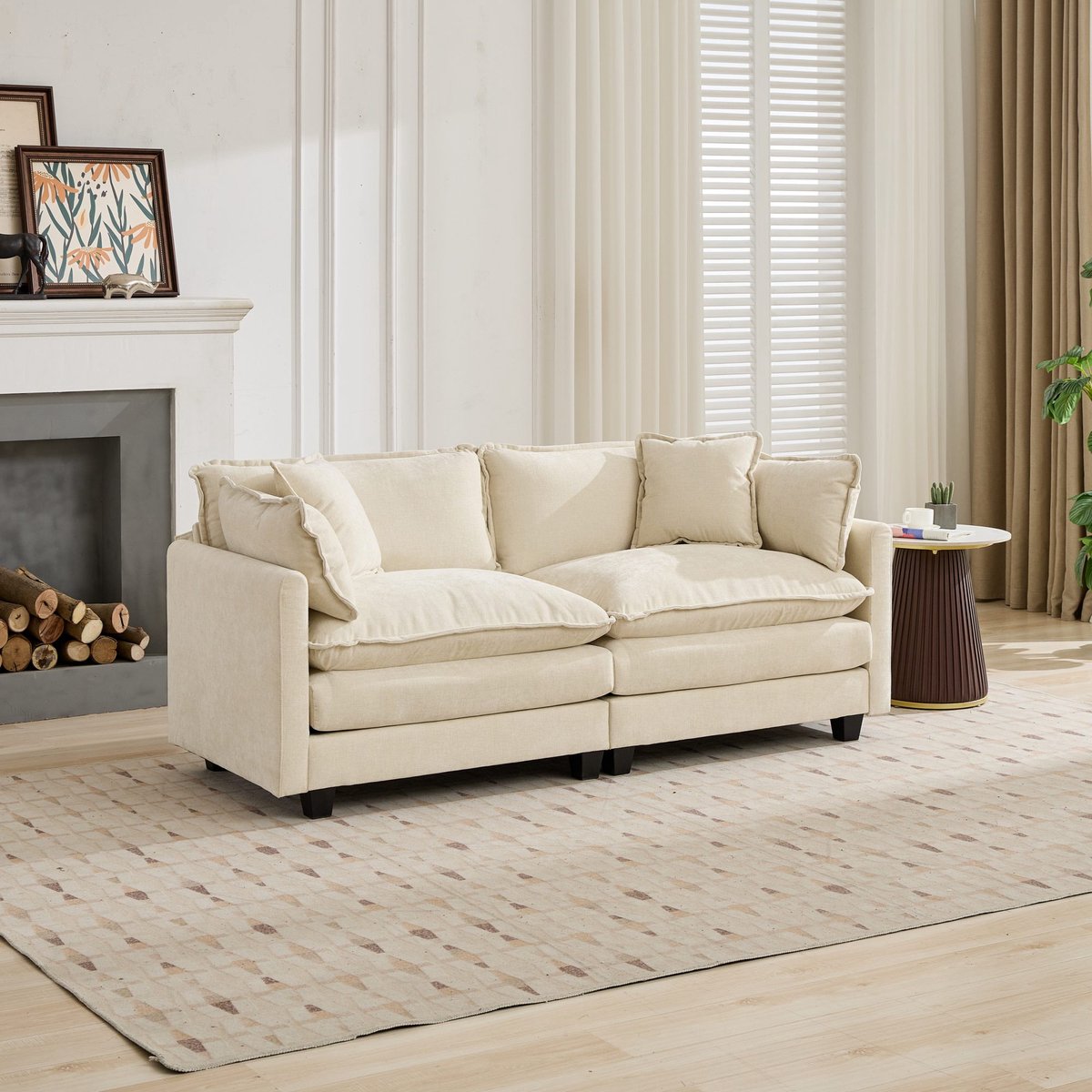 Cloud Sofa tweezitsbank - Extra Rug- en Lendenondersteuning voor Ongeëvenaarde Comfort - 75x195x84 cm, Beige