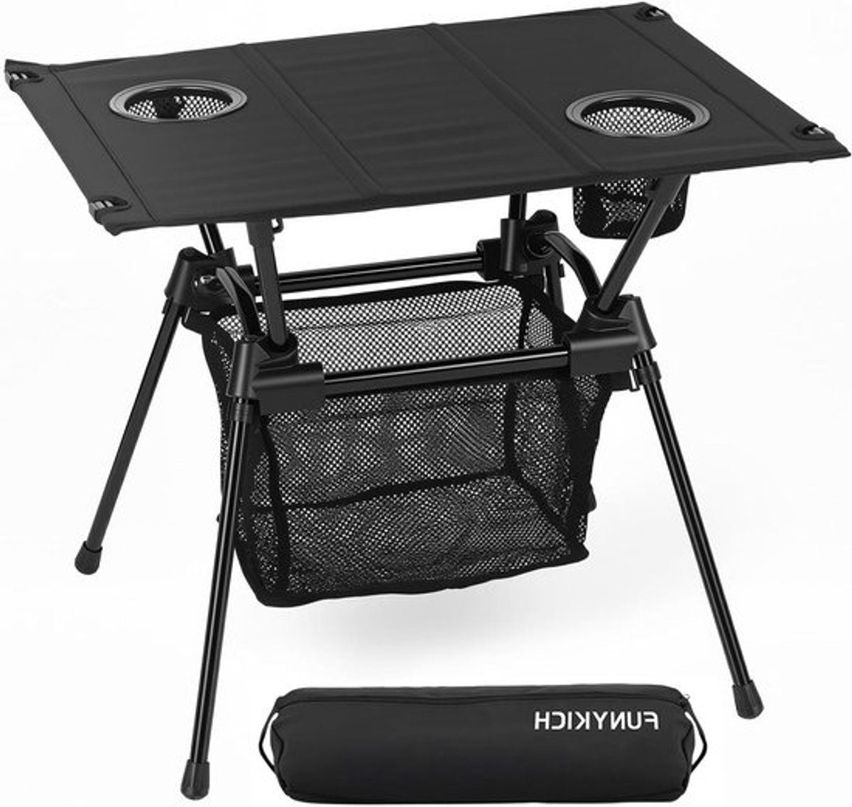 Vouwbare Campingtafel 59 x 43 x 51 cm met Mesh Pocket en Draagtas, Ideaal voor Picknick, Kamperen en Vissen