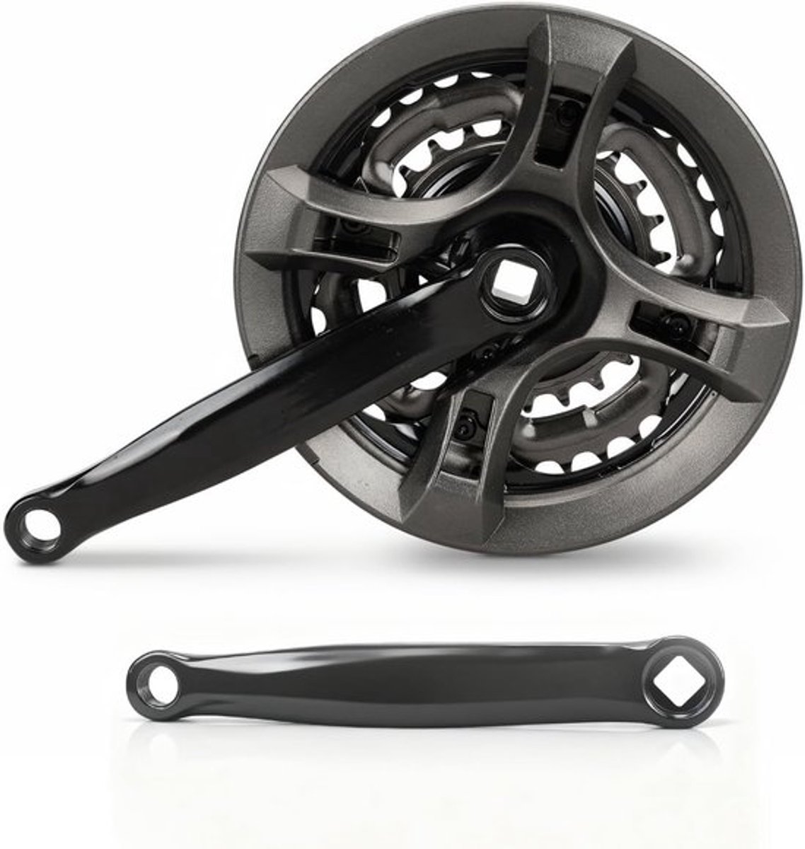 Lichtgewicht Crankset van Carbon Staal voor 24-34-42T Fietsen met Kettingbescherming voor Mountainbike en Racefiets
