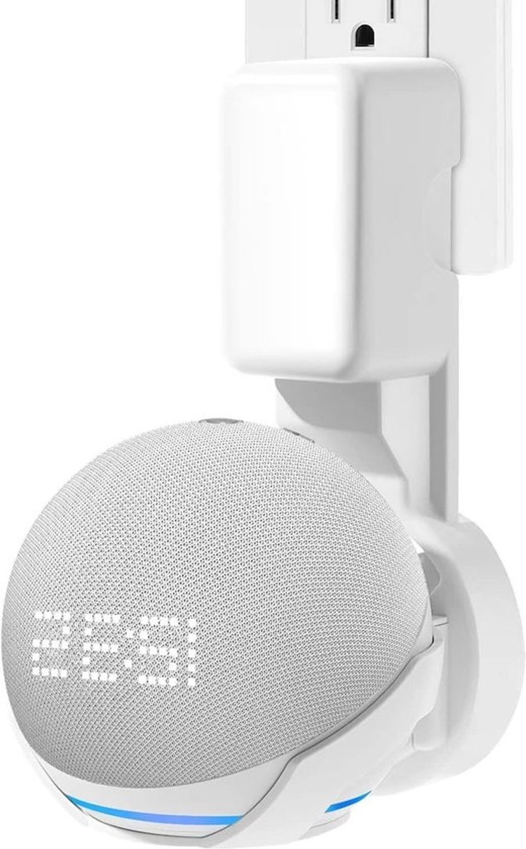 Houder voor Echo Pop, Wandmontage met Kabelbeheer, Geen Schroeven Nodig, Speaker Accessoire, Wit, 1 Stuk - Perfecte Stand voor Slimme Speaker, Ruimtebesparend en Stijlvol