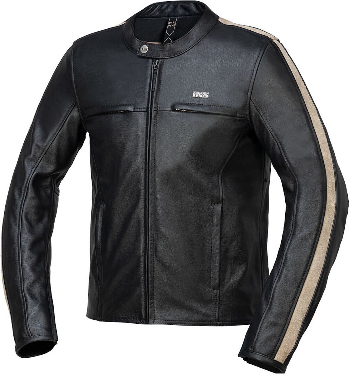 IXS Stripe Zwart Beige Leren Motorjas - Jas
