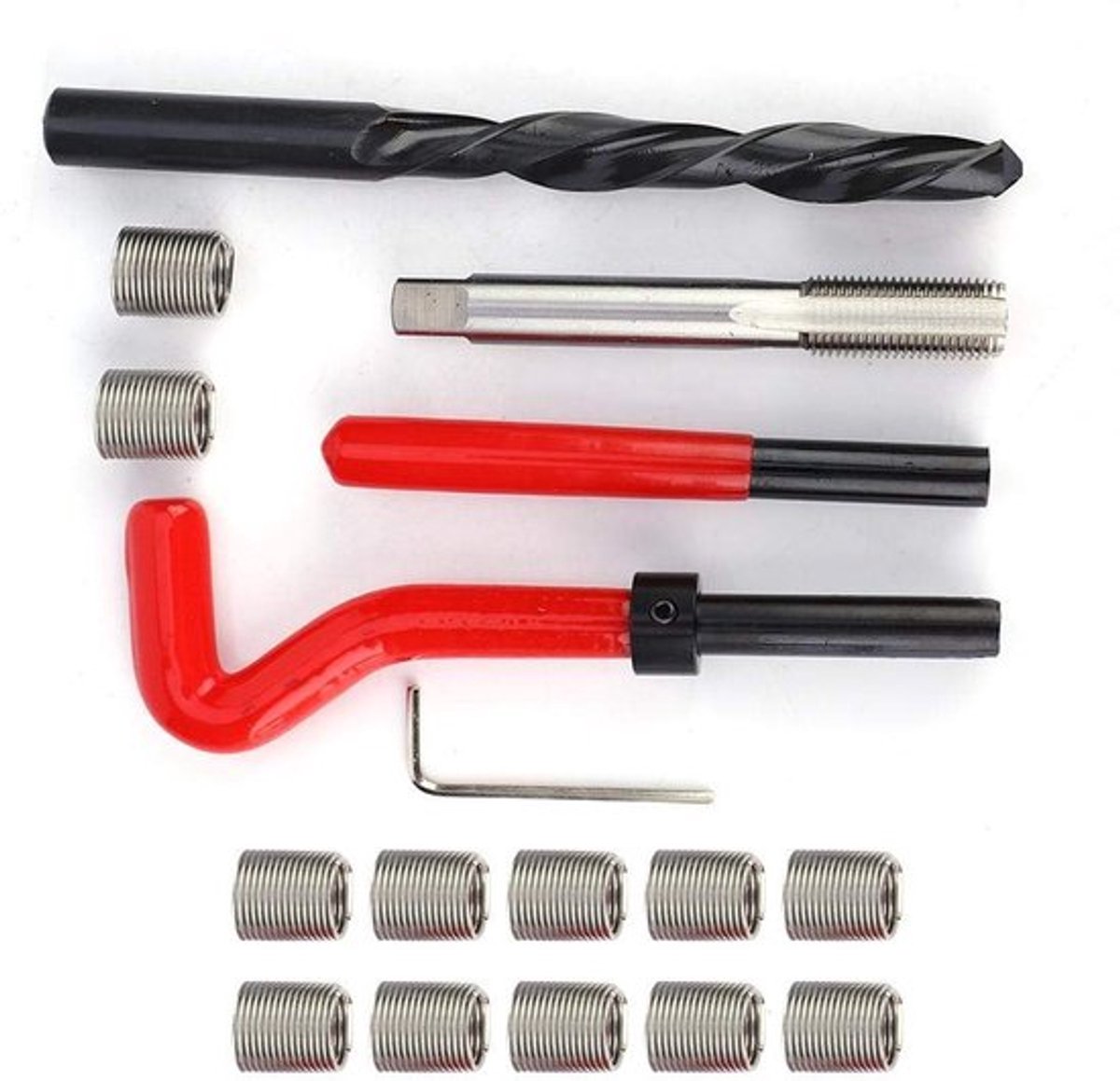 Draadherstelset M12 x 1,25 roestvrij staal – Draadinvoerset voor schroeven met vrouwelijke draad, reparatie, gereedschap, bevestigingsmateriaal
