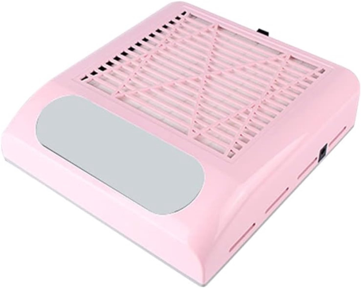 QUOVO® Nagel Afzuiger - Stofafzuiger Nagels Met 2 instelbare Snelheden - Stofafzuiging - Nageltafel – Nail Dust Collector Met Krachtige Afzuiging - Manicure - Pedicure - Sterke afzuiging - Roze - 30cm x 25cm x 10cm