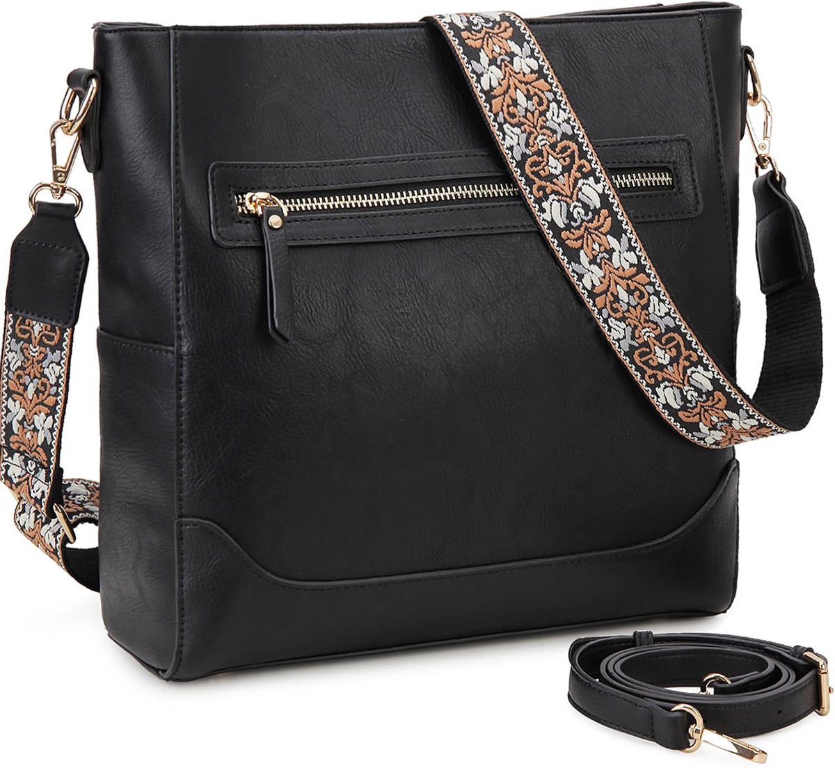 VX VONXURY Crossbody Bag for Women, Stylish Vegan Leather Shoulder Bag, Tote Bucket Bag with 2 Pcs Adjustable Straps - ShopVlot