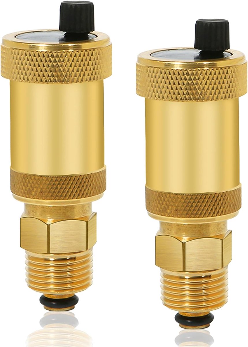 SnelShoppen - Set van 2 Automatische Snelle Luchtventielen DN10 G3/8 in Messing, Zelfafsluitende Ontluchtingsventiel, Drukontlasting voor Zonneboiler