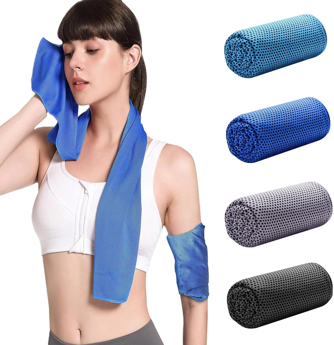 OKMIJN Koelhanddoeken van 4 stuks (80 x 30 cm), microvezel handdoeken, gymhanddoek voor dames en heren, compacte - ShopVlot