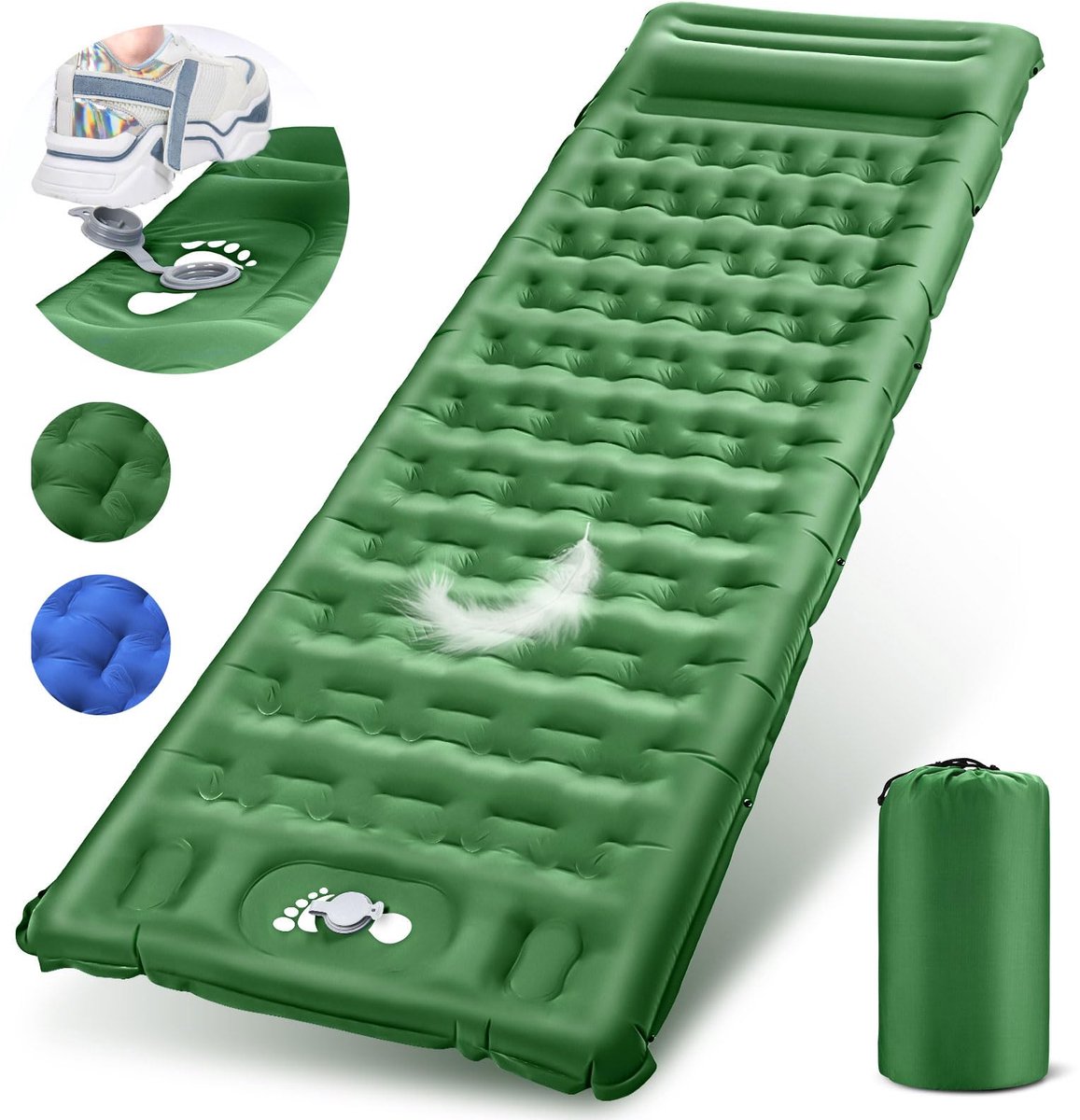 Sentasi Slaapmat, Slaapmat Opblazend Camping Mat met Kussen, Ingebouwde Pomp, Isomat voor Kamperen, Strand, Trekking - ShopVlot