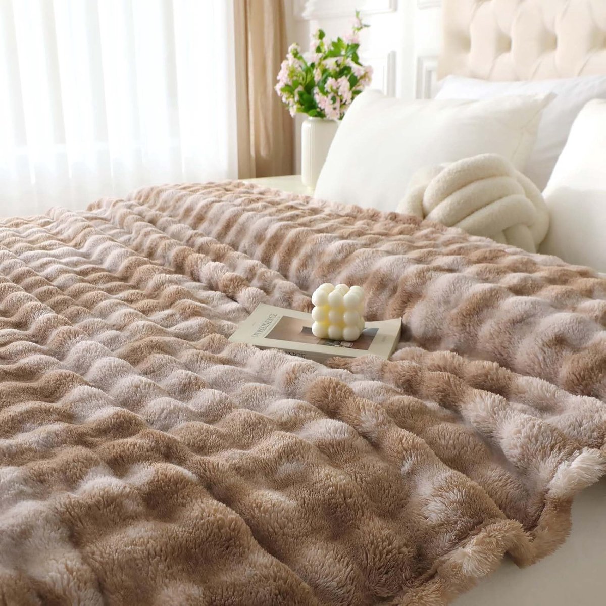 Cuddly Blanket, Soft Bubble Blanket, Soft Fleece Blanket, Thick and Warm Sofa Blanket, Fluff Blanket for Sofa and Bed - ShopVlot
