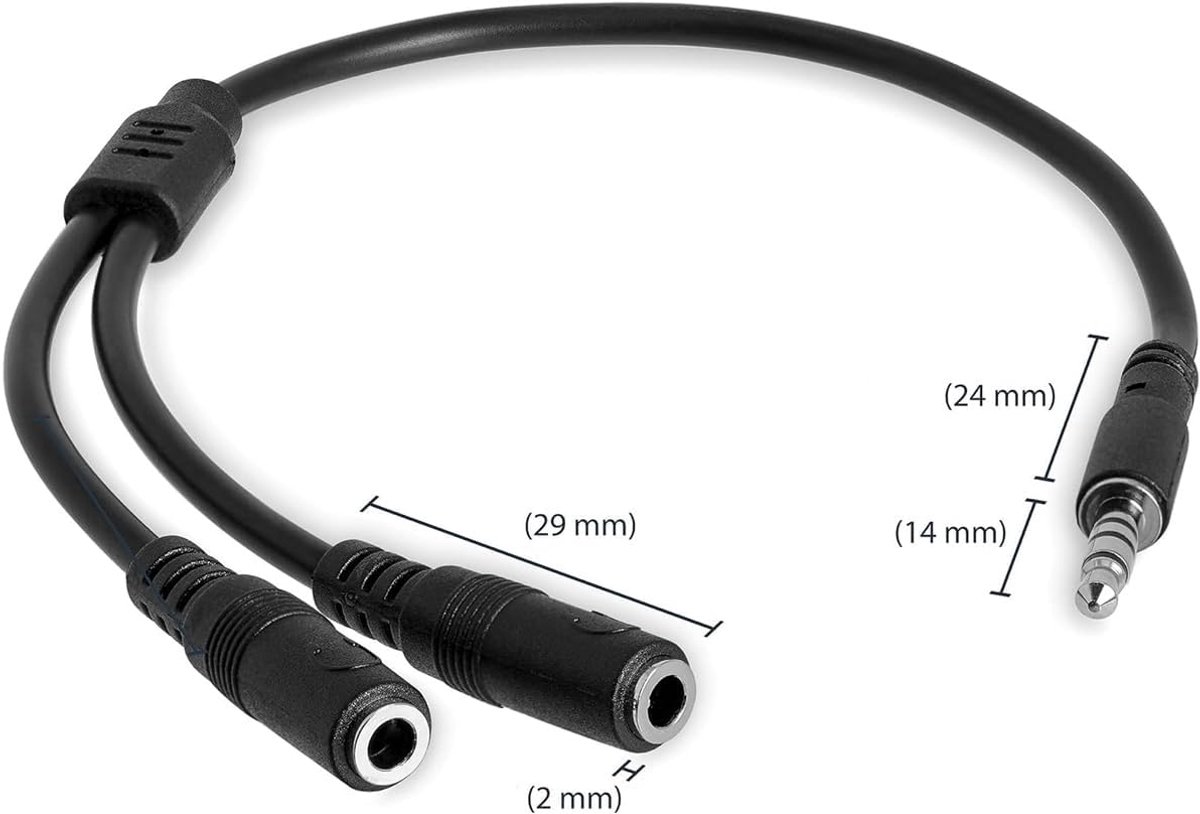 Adapter Splitter Jack Male 4 Pin to Dual Female 3.5mm, Headphones, Microphone, Microphone - ShopVlot