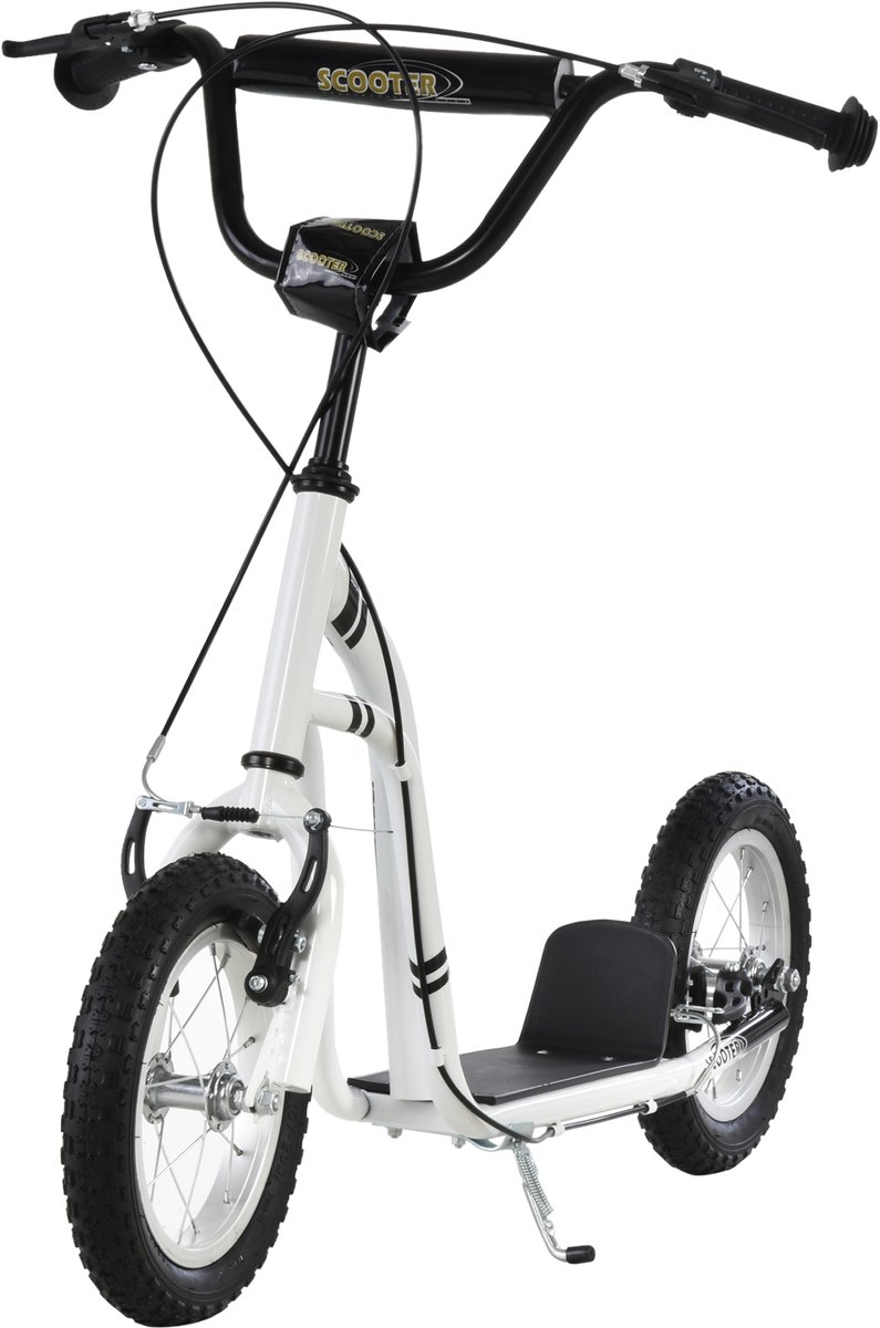 Scooter 12 Inch Pneumatic Tyres - Adjustable Handlebar - Double Brake System - for Children and Teens - wit