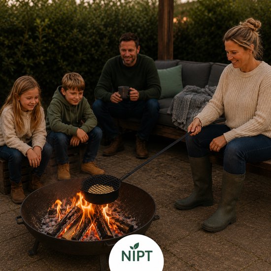 NIPT Popcornpan - Set van 2 - Zwart - Koolstofstaal - 69,5 cm - Met ophangoog — afbeelding 4
