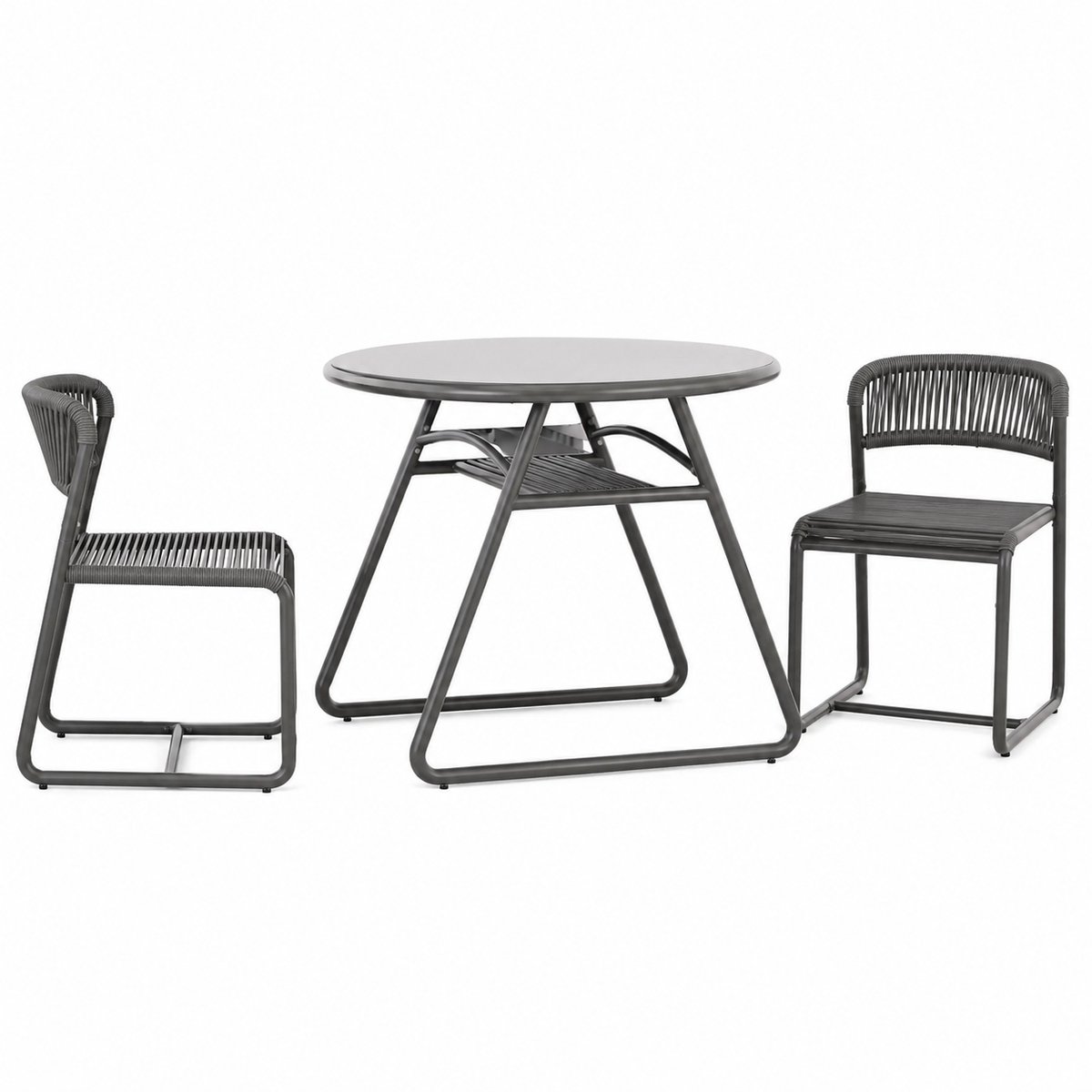 Bresht 3 delige Bistroset- met 2 Stoelen - Invouwbaar - Grijs - Bistrotafel 80 × 59 × 75 cm - Bistrostoelen ca. 53 × 47 × 71 cm