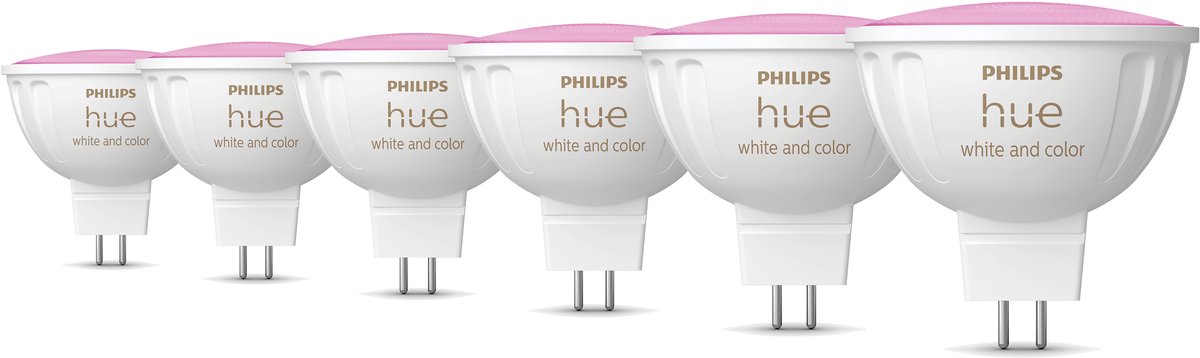Philips Hue Voordeelverpakking - GU5.3 - met 6 Spotjes (MR16) - 12V - Wit en Gekleurd Licht - Hue White and Color Ambiance