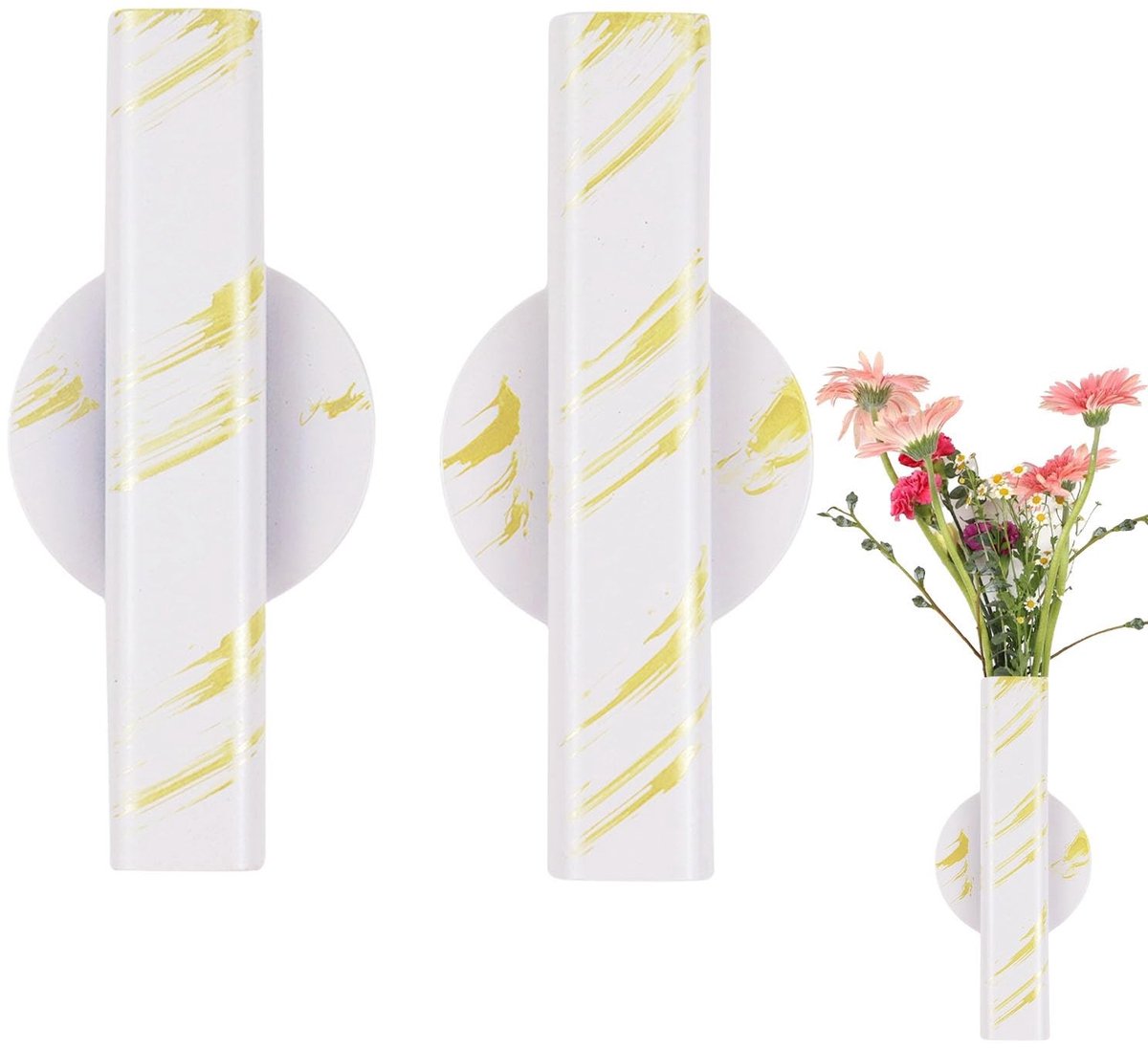 Solidchoice - Set van 2 Minimalistische Wandvazen voor Bloemen