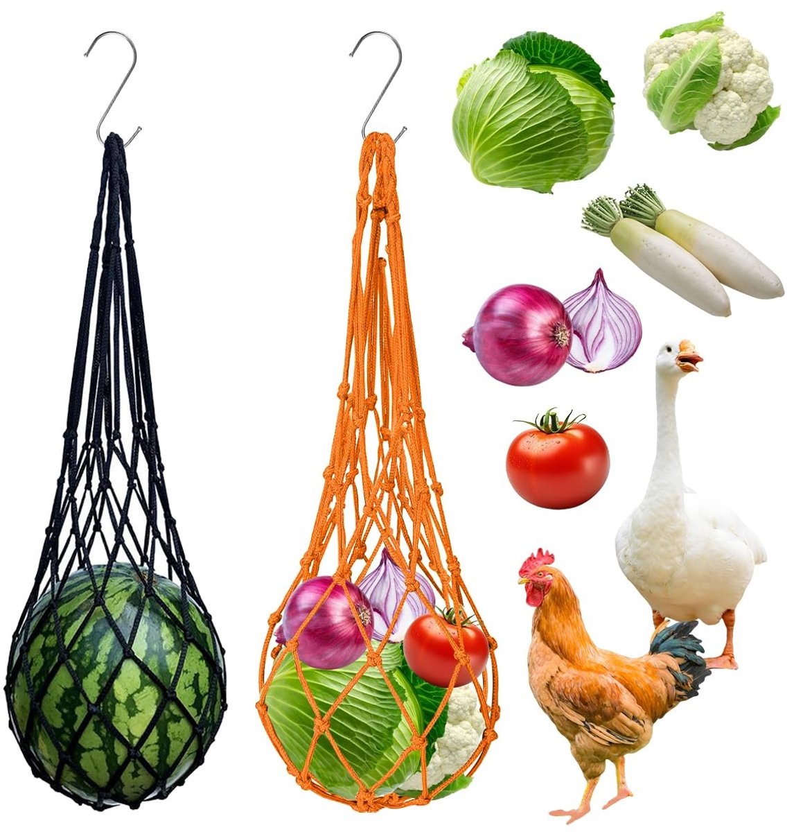 Solidchoice - Set van 2 Voedernetten voor Kippen en Vogels