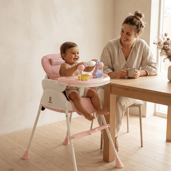 Twinky® Kinderstoel - 2-in-1 Kinderwagen Set - Roze - Inklapbare Eetstoel & Baby Wagentje en Babystoel Voor Aan Tafel - Kinderzetel, Peuterstoeltje en Meegroeistoel in 1 van Twinky — afbeelding 2
