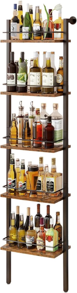 ZRNS® Wijnrek Muur - Flessenrek Hangend - Flessenhouder Wandmontage - Modern - 5-laags