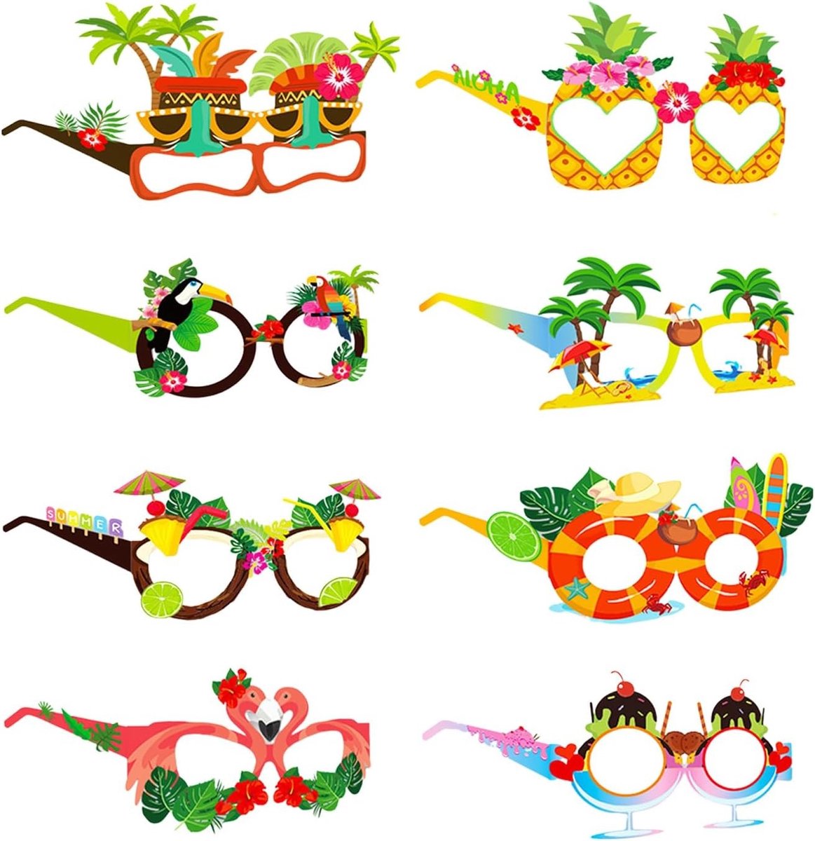 Solidchoice - Feestbrillen Set van 8 Stuks voor Zomerfeesten