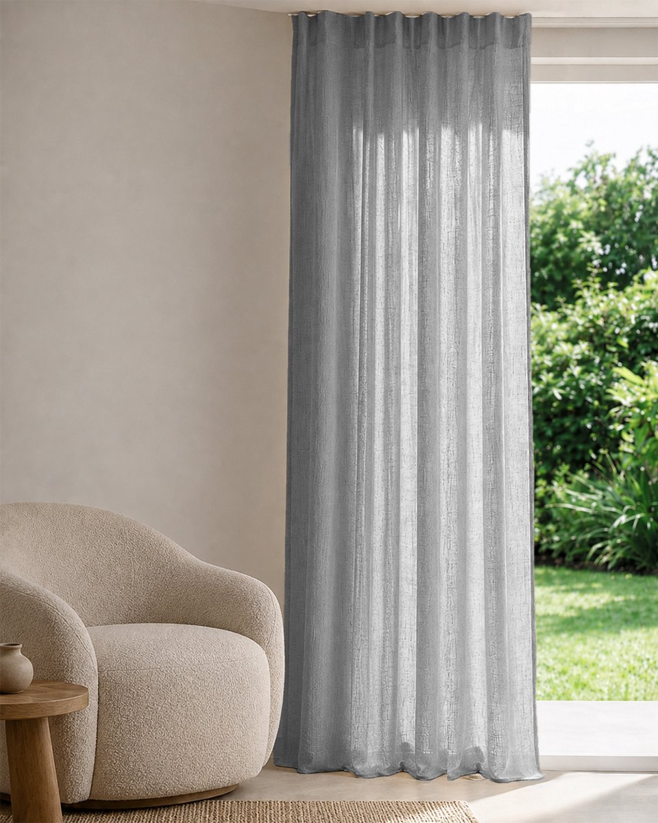 HOOMstyle Kant en klaar gordijn met haakjes Noa - Inbetween - Plooiband - 140x270 - Grijs Plooi, Grijs