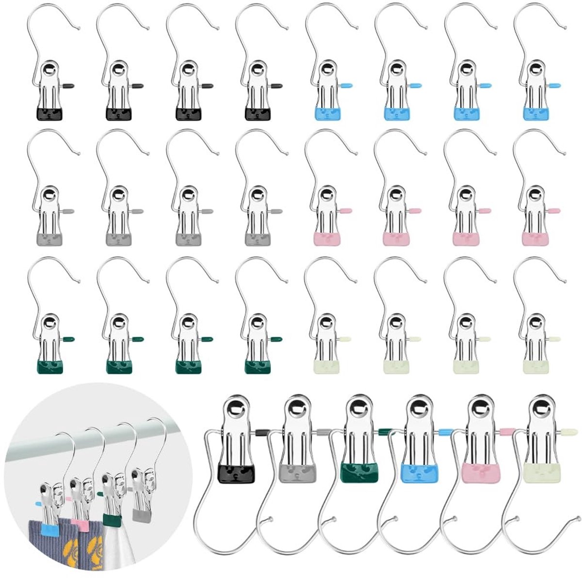 Solidchoice - 30 Draagbare Washaken Clips - Roestvrij Staal voor Kleding