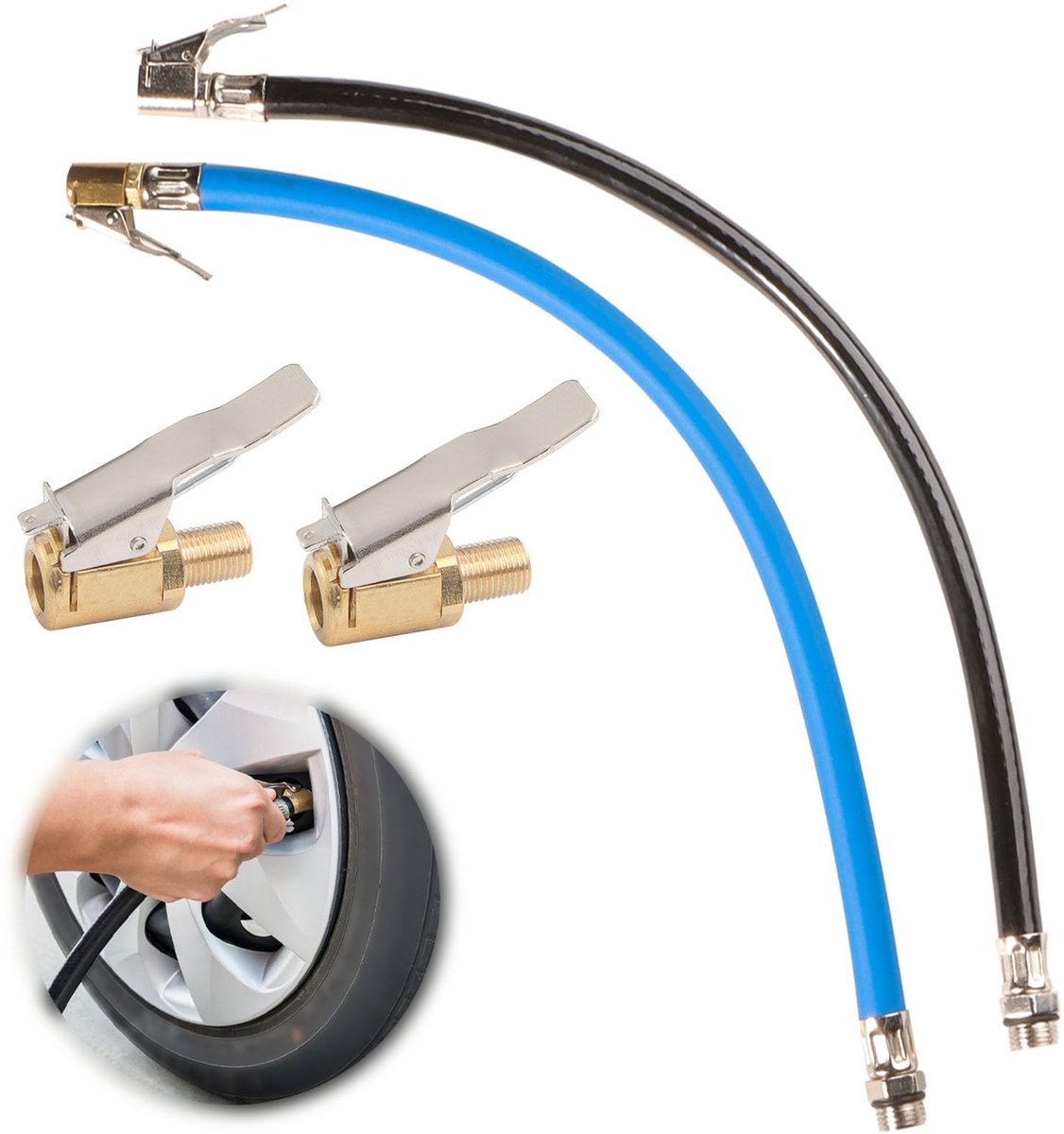 Solidchoice - Set van 2 Bandenvulslangen met Ventieladapter